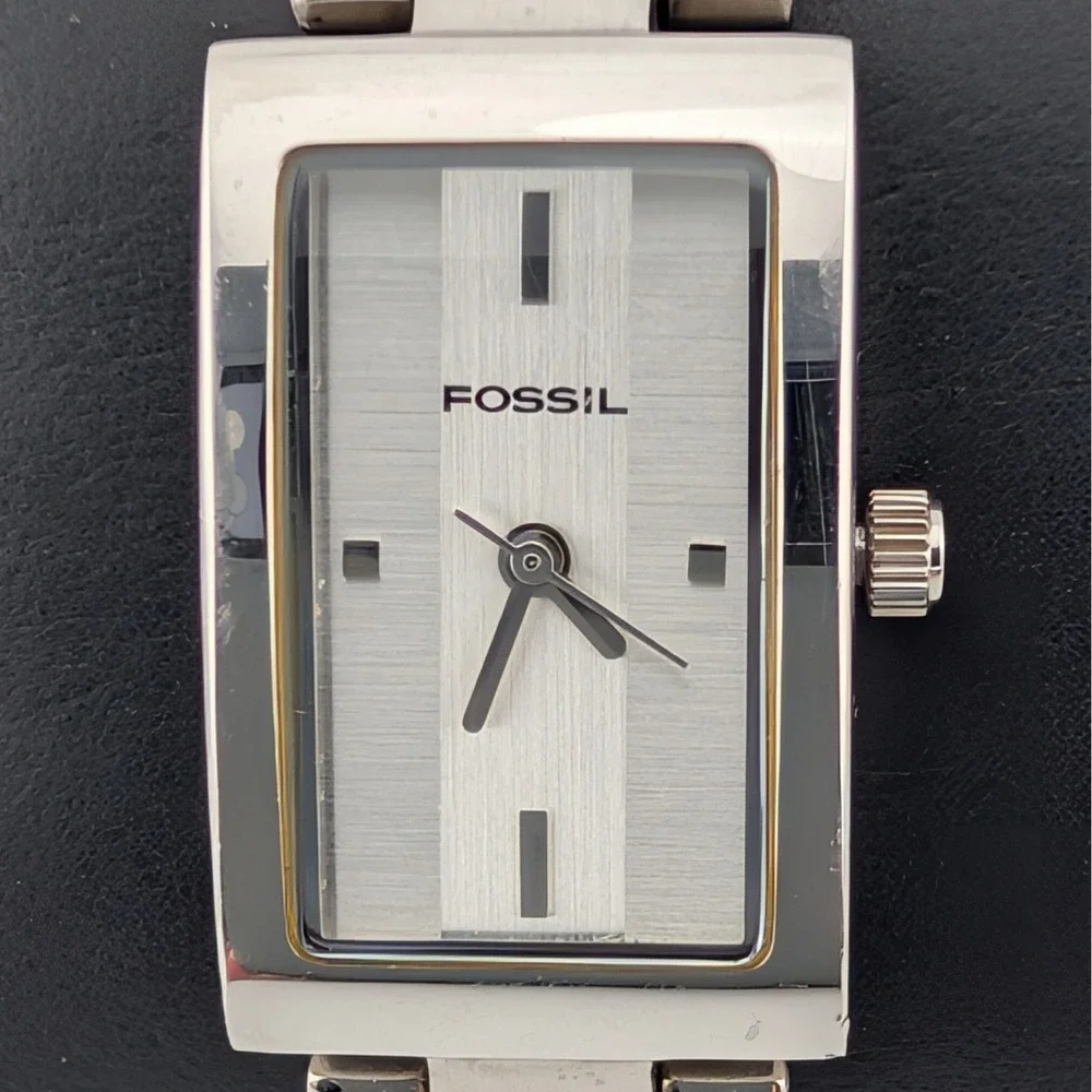 Fossil ES-1107 F2 Tank Watch Patterned Dial All Stainless Steel‎ WR100